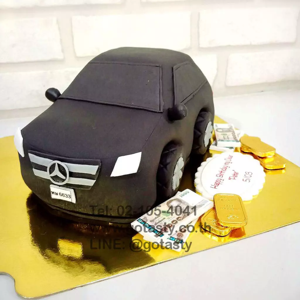 Benz black car fondant cake