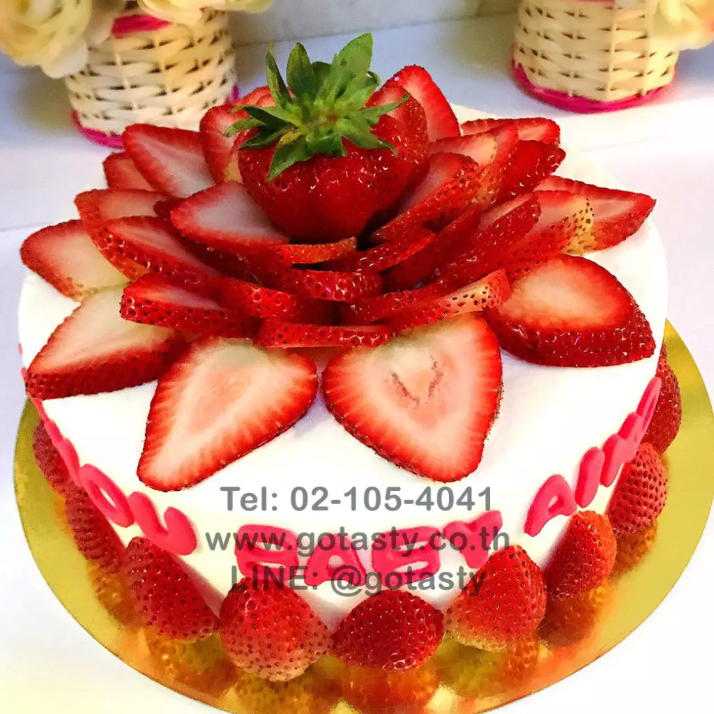 Strawberry fondant birthday cake