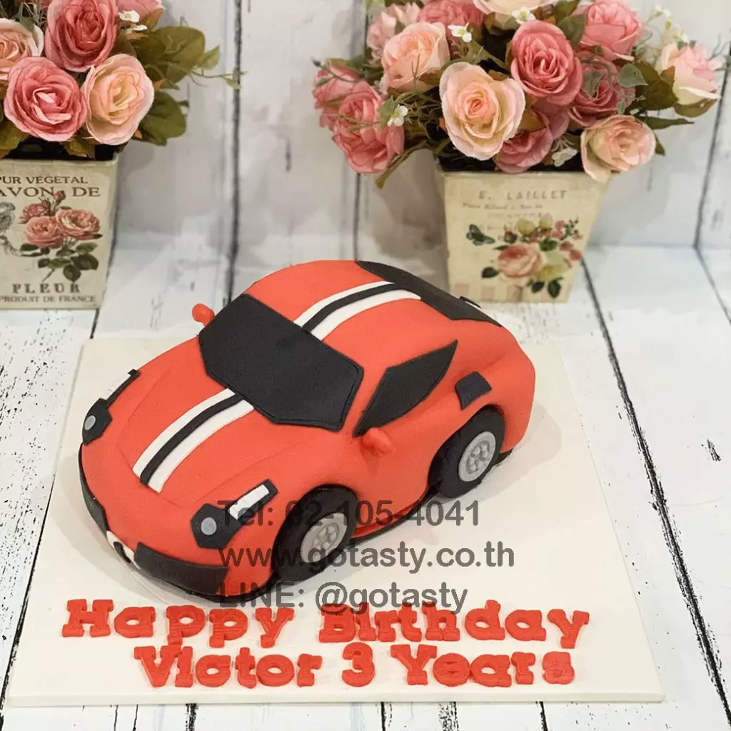 Red car 3d birthday cake