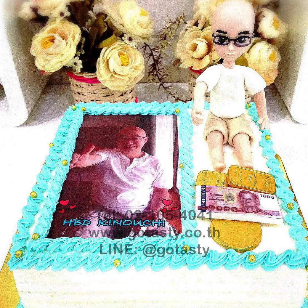 The man 3d with photo blue cream cake
