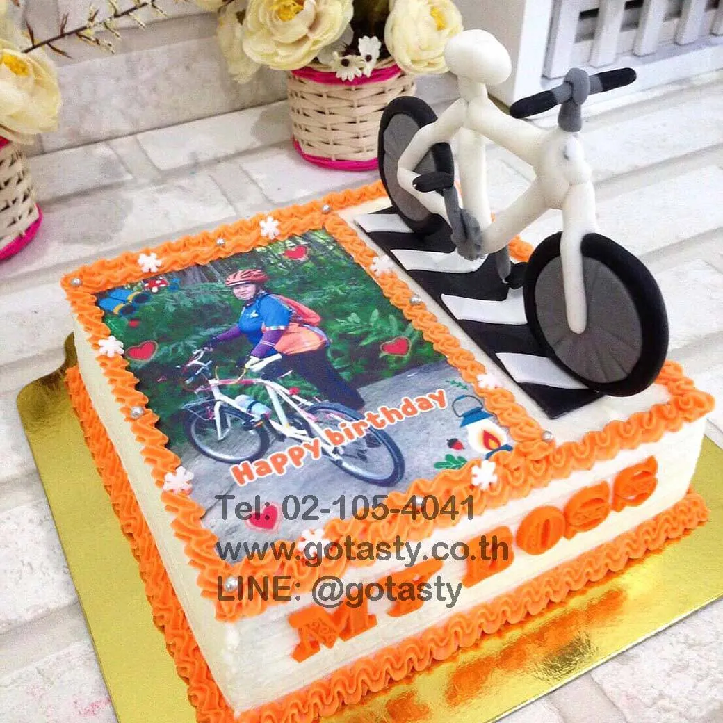 Bike 3d with photo birthday cake