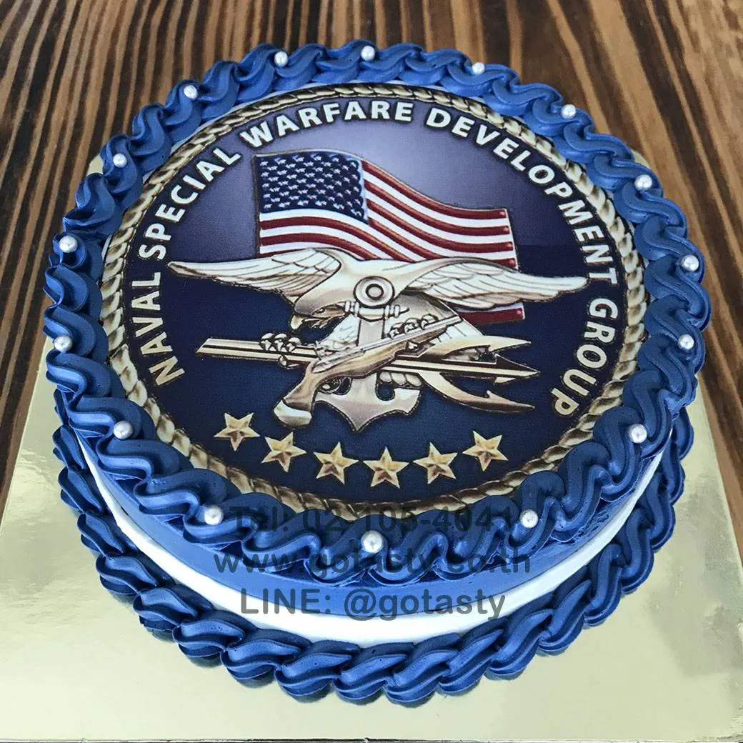 Blue cream photo birthday cake