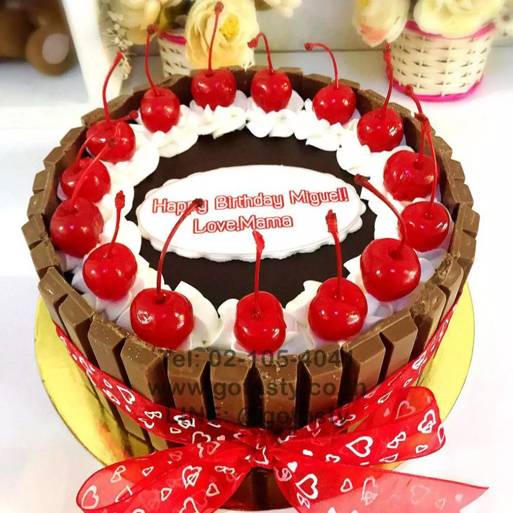 KitKat white cream cherry birthday cake