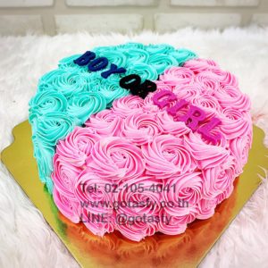 กุหลาบ สีชมพู สีฟ้า ครีม เค้ก