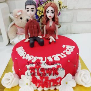 Couple 3d red fondant Anniversary cake