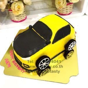 yellow car cream birthday cake boy