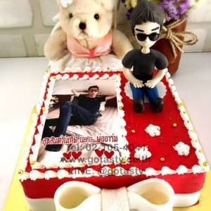 3d red cream photo birthday cake