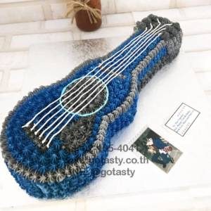 Blue and gray guitar with photo birthday cake
