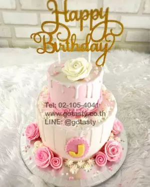 2 layers rose decoration birthday cake