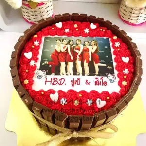Kitkat red cream photo birthday cake friend