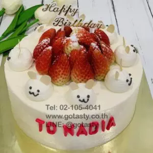 Strawberry rabbit birthday cake