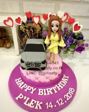 3d gray car pink fondant birthday cake