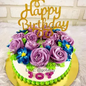 Purple rose cream photo cake