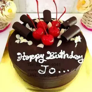 Chocolate with cherry birthday cake