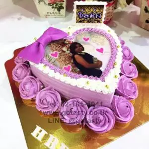 Purple rose photo cream cake