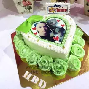 Green rose with photo cake