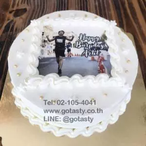 White photo birthday cake
