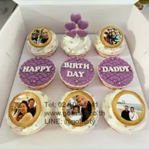 Purple photo cupcake birthday