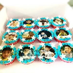 Blue photo cupcake