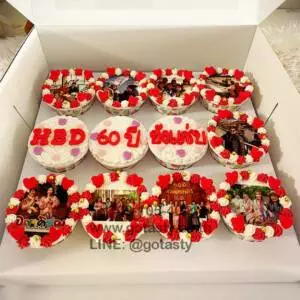 Red cupcake with photo birthday