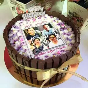 KitKat purple cream photo birthday cake